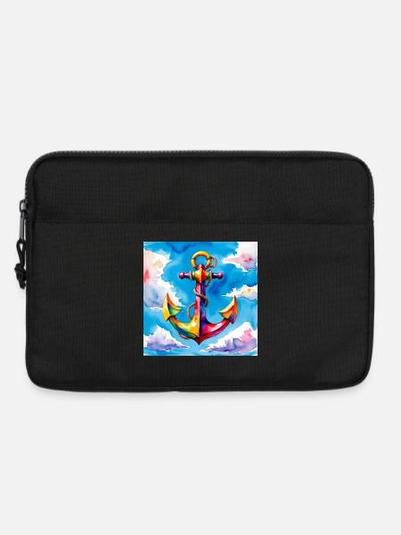 Bunt aquarellierter Anker im Himmel - Laptoptasche 13" - Schwarz