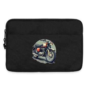 Vintage Motorcycle Illustration - Laptop bag 13" - black - Front
