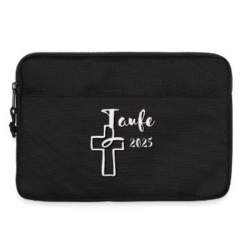Taufe 2025 Fisch taucht in Kreuz 3 D Effekt - Laptoptasche 13" - Schwarz - Vorne