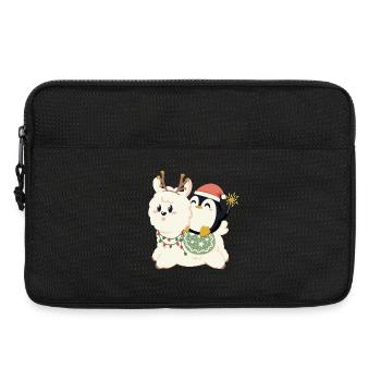 Alpaka und Pinguin feiern Weihnachten - Laptoptasche 13" - Schwarz - Vorne
