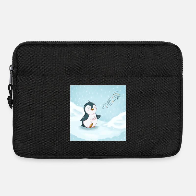 Süßer Pinguin singt im Schnee - Laptoptasche 13" - Schwarz