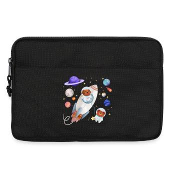 Hund und Teddybär erkunden das Weltall - Laptoptasche 13" - Schwarz - Vorne