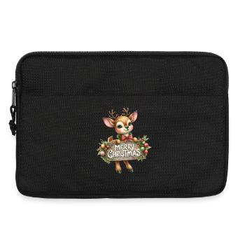 Reindeer with Merry Christmas Sign - Laptop bag 13" - black - Front