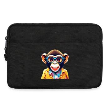 Vibrant Monkey with Retro Glasses - Laptop bag 13" - black - Front