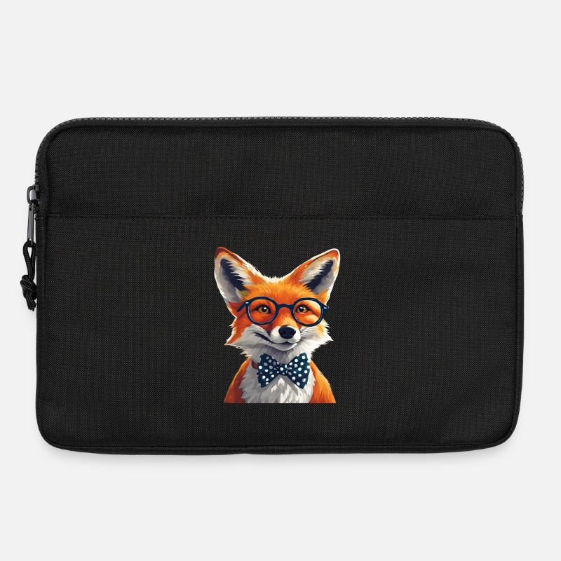 Eleganter Fuchs mit Brille und Fliege - Laptoptasche 13" - Schwarz