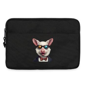 Humorous Pig in Smart Suit with Shades - Laptop bag 13" - black - Front