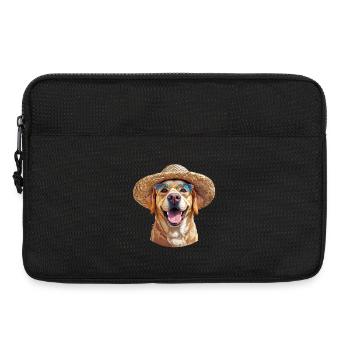 Labrador with straw hat and sunglasses - Laptop bag 13" - black - Front