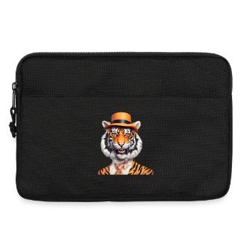 Victorian Tiger with Bowler Hat - Laptop bag 13" - black - Front