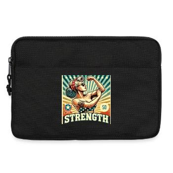 Stärke starke Power Frau Rockabilly retro Geschenk - Laptoptasche 13" - Schwarz - Vorne