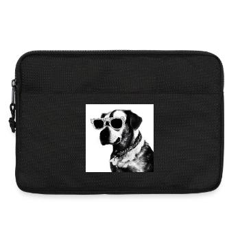 Chien noir et blanc avec des lunettes de soleil - Sacoche pour ordinateur portable 13 pouces - noir - Devant