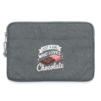 Juste une fille qui aime le chocolat - Sacoche pour ordinateur portable 13 pouces - gris chiné - Devant