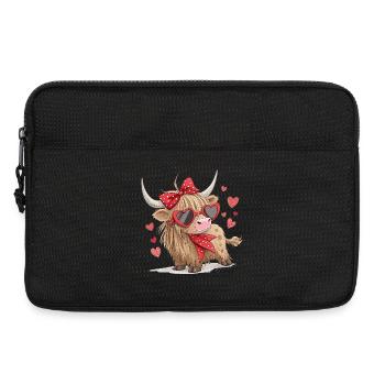 Highland-Kuh Valentinstag – Süß und Verspielt - Laptoptasche 13" - Schwarz - Vorne