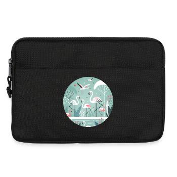 Illustration de flamant rose en environnement tropical - Sacoche pour ordinateur portable 13 pouces - noir - Devant