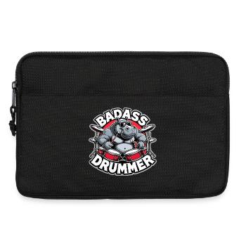 Knallharter Schlagzeuger Nilpferd cool Geschenk - Laptoptasche 13" - Schwarz - Vorne