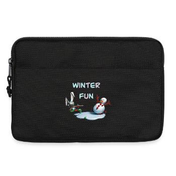 Divertissements d’hiver : Lapin et bonhomme de neige - Sacoche pour ordinateur portable 13 pouces - noir - Devant
