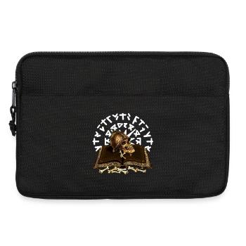 Schädel Helm seitlich Buchban runen - Laptoptasche 13" - Schwarz - Vorne
