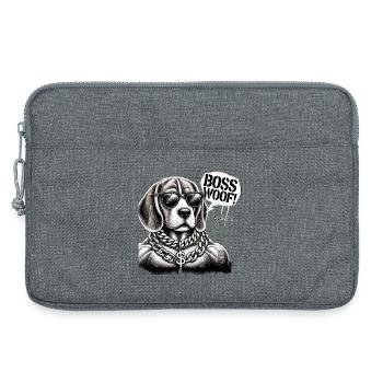 Bosswoof Gold Necklace Dog - Laptop bag 13" - heather grey - Front