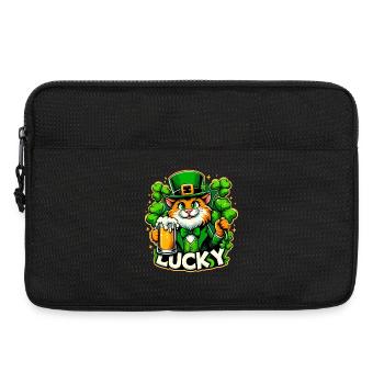 St. Patrick's Day Leprechaun Cat Happy - Laptop bag 13" - black - Front