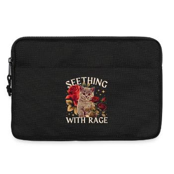 Angry Cat with Roses – Vintage Aesthetic - Laptop bag 13" - black - Front