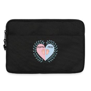 Coeur de maman et papa avec pieds de bébé - Sacoche pour ordinateur portable 13 pouces - noir - Devant