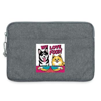 Chiens comiques - Nous aimons la nourriture - Sacoche pour ordinateur portable 13 pouces - gris chiné - Devant