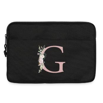 G Monogram, Floral, Personnalisable - Sacoche pour ordinateur portable 13 pouces - noir - Devant