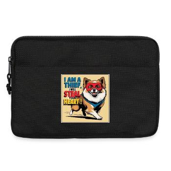 Pomeranian Dog "I am a thief" - Laptop bag 13" - black - Front