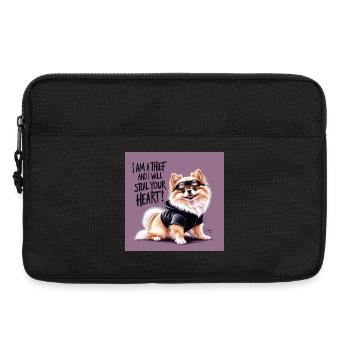 Pomeranian Dog "I am a thief" - Laptop bag 13" - black - Front