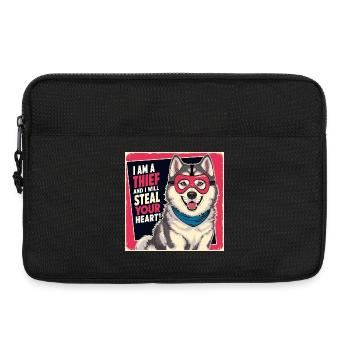 Husky "I am a thief and i will steal your heart" - Laptop bag 13" - black - Front