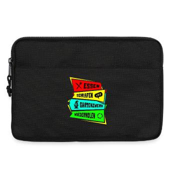 Essen schlafen Gartenzwerk wiederholen - Laptoptasche 13" - Schwarz - Vorne