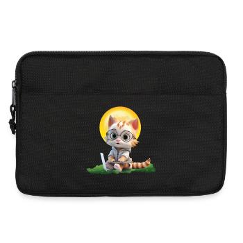 Smart Cat Sun Coder: Kätzchen Laptop Kunstdruck - Laptoptasche 13" - Schwarz - Vorne