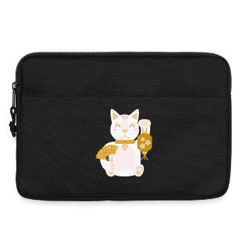 Maneki Neko L Glückskatze mit Fächer und Laterne - Laptoptasche 13" - Schwarz - Vorne