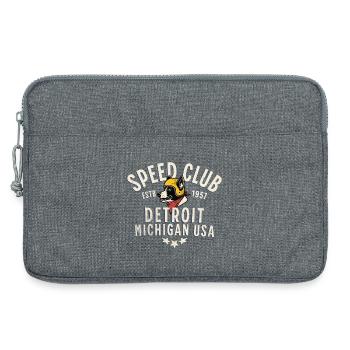 Véhicule de course et chien stylé Detroit - Sacoche pour ordinateur portable 13 pouces - gris chiné - Devant
