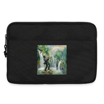Trompettiste de jazz devant les cascades dans la jungle - Sacoche pour ordinateur portable 13 pouces - noir - Devant