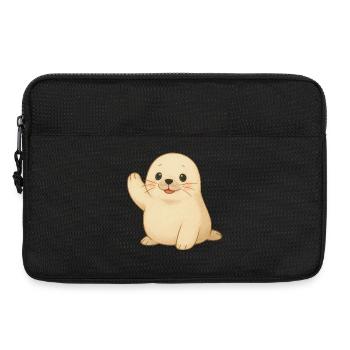 Kleine winkende Robbe - Laptoptasche 13" - Schwarz - Vorne