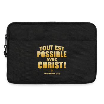 Inspirational Religious Quote in Metallic Gold - Laptop bag 13" - black - Front