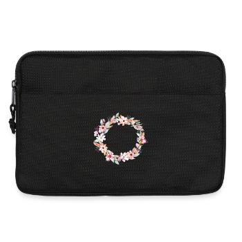 Bunter Blumenkranz im runden Rahmen - Laptoptasche 13" - Schwarz - Vorne