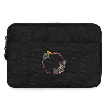 Hexagon decorated with flowers - Laptop bag 13" - black - Front