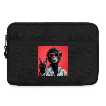Singe en lunettes de soleil rouges faisant un geste de rock - Sacoche pour ordinateur portable 13 pouces - noir - Devant