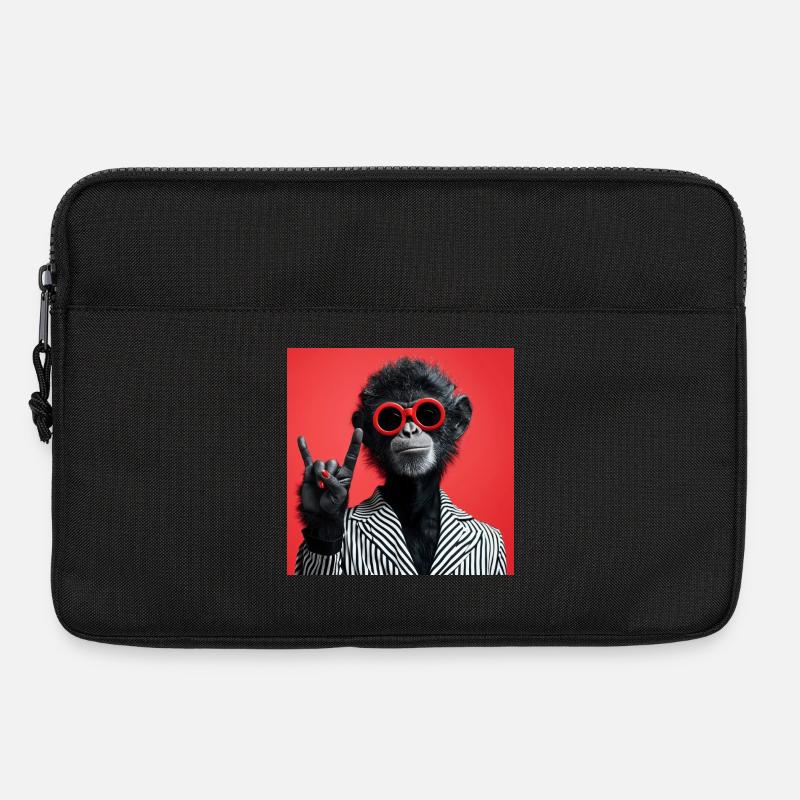 Affe mit roter Sonnenbrille macht Rock Geste - Laptoptasche 13" - Schwarz