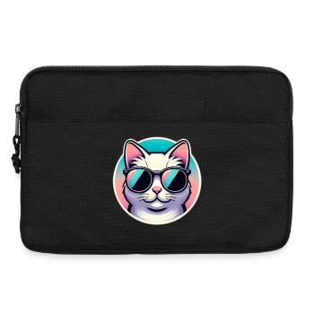Cat with sunglasses in pastel - Laptop bag 13" - black - Front