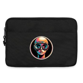 Woman with diving goggles Female diver in pastel - Laptop bag 13" - black - Front