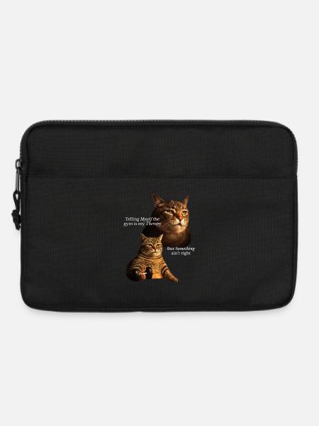 Katze mit Hantel und Lebenskrise - Laptoptasche 13" - Schwarz