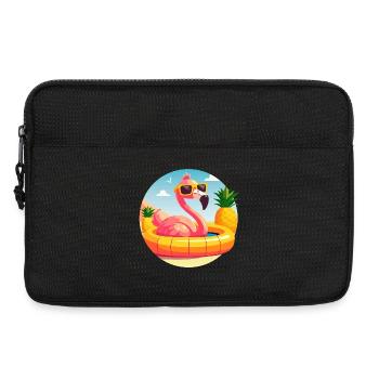 Flamingo and Pineapple Cute Vector Drawing - Laptop bag 13" - black - Front