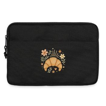 Süßes Croissant & Blumen - Boho Frühstücksdesign - Laptoptasche 13" - Schwarz - Vorne