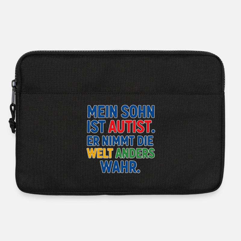 Mein Sohn ist Autist - Autismus Spruch Geschenk - Laptoptasche 13" - Schwarz