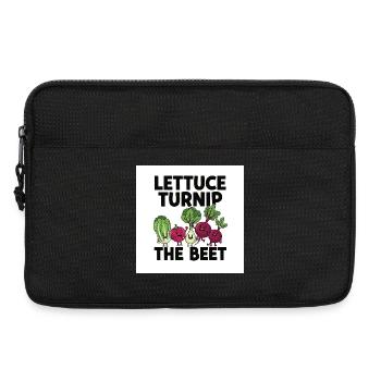 "Lettuce Turnip The Beet" Pun Vegetable Design - Laptop bag 13" - black - Front