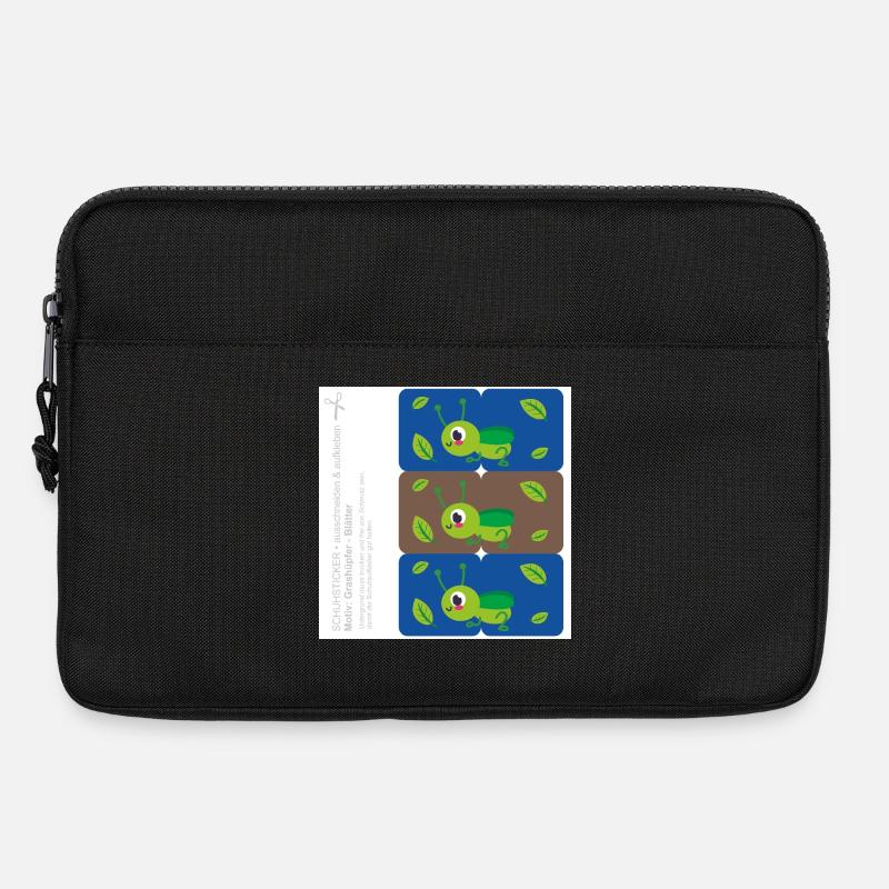 DIY - Schuhaufkleber Grashüpfer Blätter blau braun - Laptoptasche 13" - Schwarz