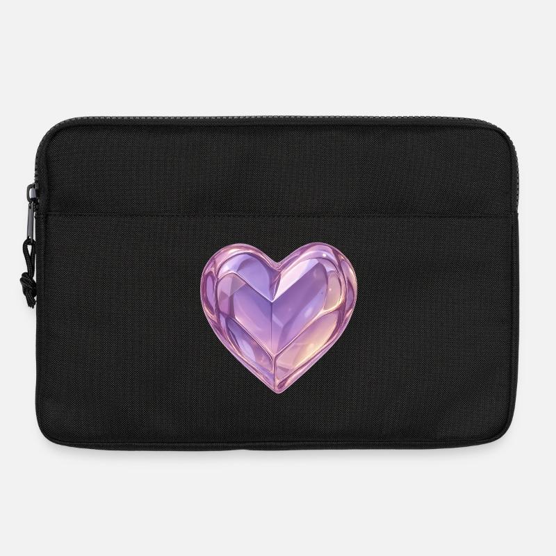 3D Glas Herz Lila - Laptoptasche 13" - Schwarz