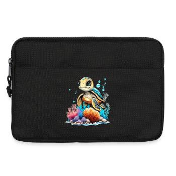 Vibrant Underwater Turtle Scene - Laptop bag 13" - black - Front